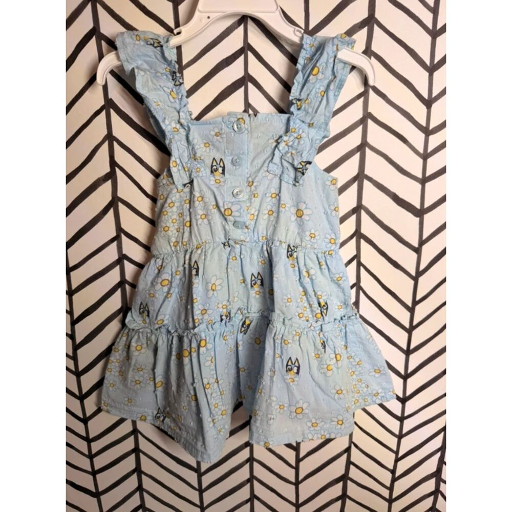 Bluey Blue & Yellow Floral Cotton Sun Dress Toddler Girls 18M 5026
